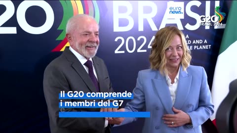 NOTIZIE DAL MONDO G20 in Brasile,il presidente Lula accoglie i leader a Rio de Janeiro il G20 comprende i membri del G7 e le economie emergenti dei BRICS,presenti anche von der leyen,UE e Guterres,ONU alla riunione