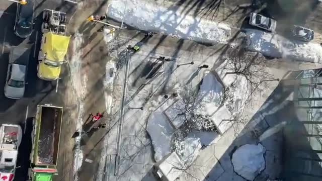 Overhead View Of Ottowa Trucker Convoy For Freedom