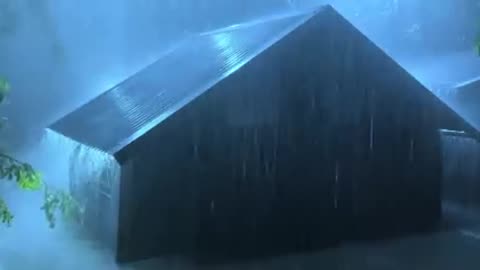 Sleep Deeply in 3 Minutes with Heavy Showers & Fierce Thunder Sounds on Old Roof in a Magical Night