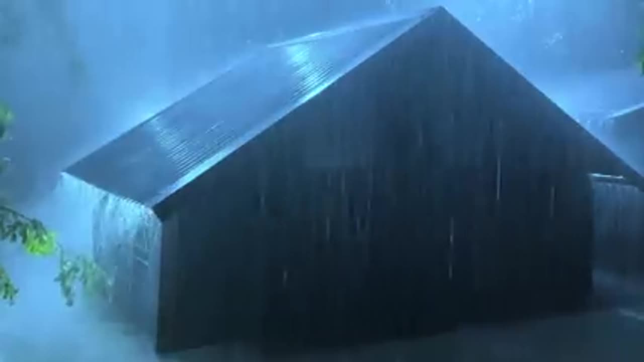 Sleep Deeply in 3 Minutes with Heavy Showers & Fierce Thunder Sounds on Old Roof in a Magical Night