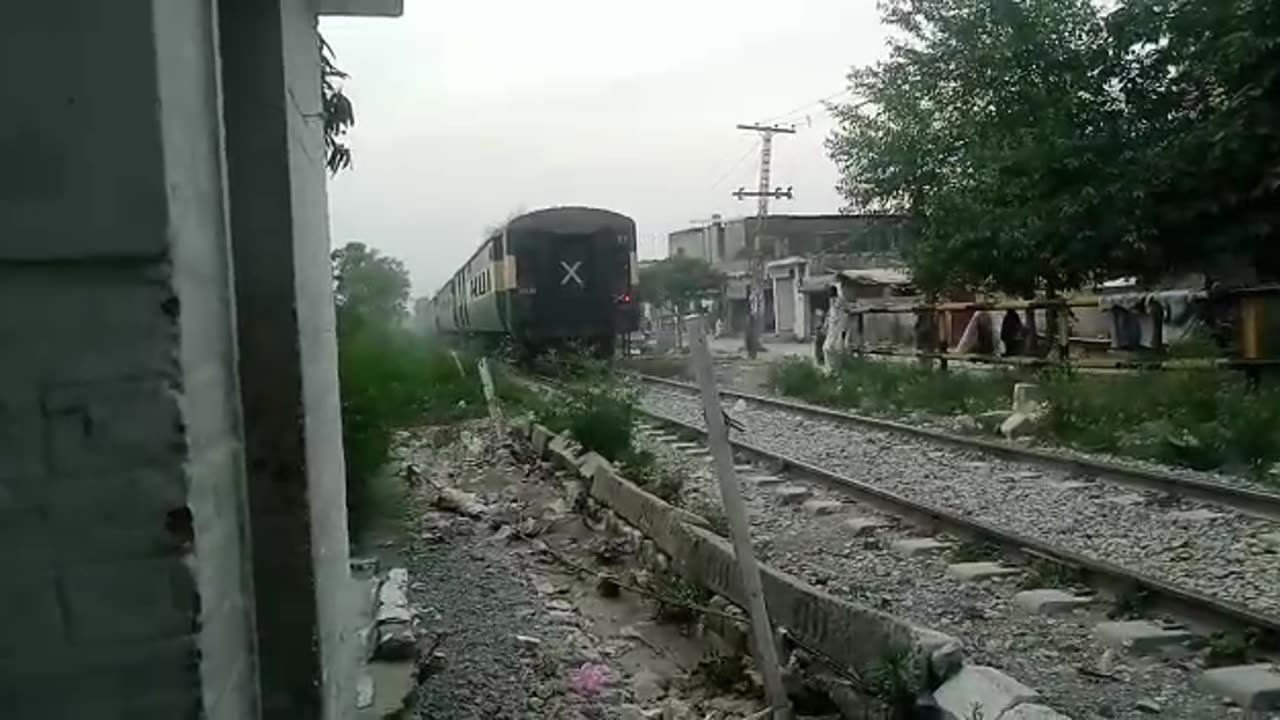 Pakistan Railway,Train passing scene in Taxila,Punjab,Pakistan.