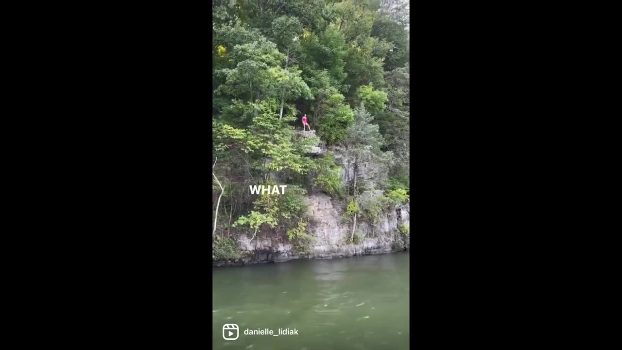 Toddler gives hilarious pep talk to woman jumping off cliff