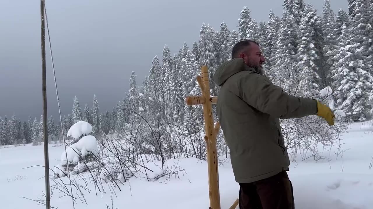 TENT CAMP WITH STOVE IN HEAVY SNOWFALL | Stuck on the Road