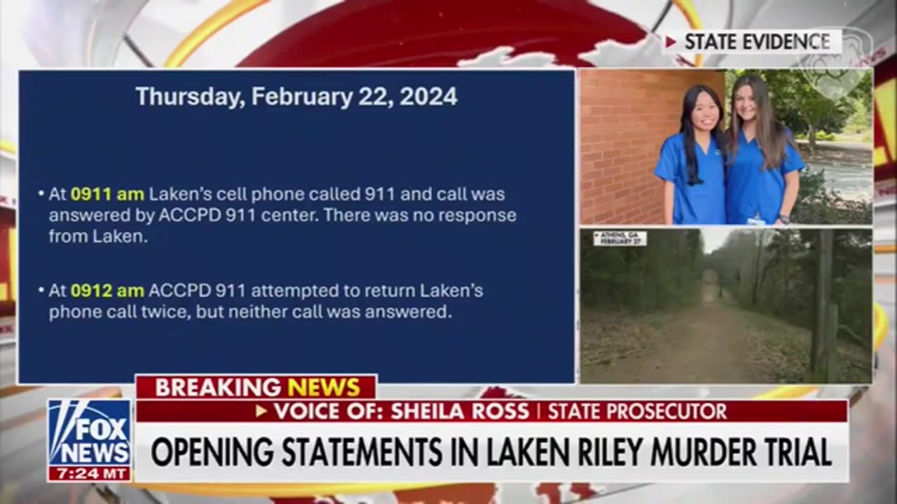 PROSECUTOR: LAKEN RILEY WAS ABLE TO CALL 911 AS SHE WAS BEING MURDERED