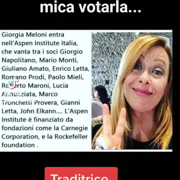 LADY ASPEN NATO alias Giorgia Meloni e l'Aspen Institute alle elezioni è inutile andare a votare perchè sono tutti uguali e fanno parte tutti delle stesse associazioni o think tank e sono tutti neoliberisti a servizio dei loro padroni