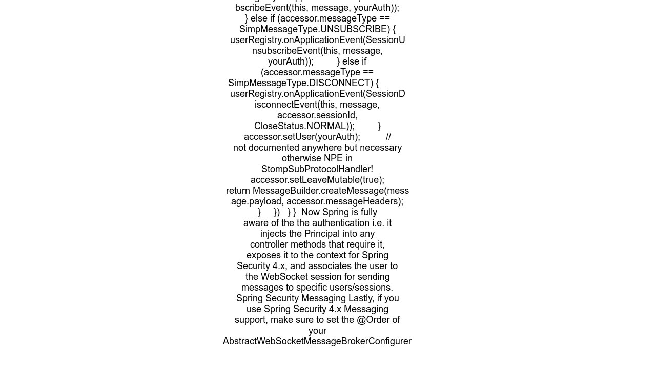 JSON Web Token JWT with Spring based SockJS STOMP Web Socket