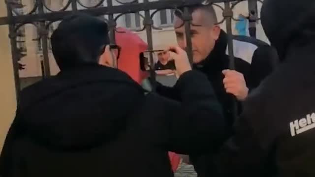 Protestors In Ukraine Remove Belarussian Flag From Embassy