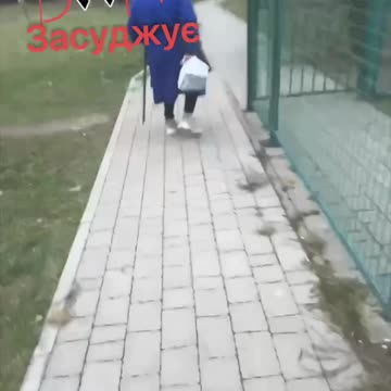 Hooligans assaulting an old defenseless woman in Kharkov/Kharkiv