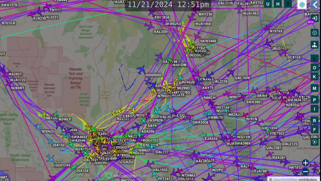 Another Nevada Air Traffic Time Lapse - Nov 25 2024 -