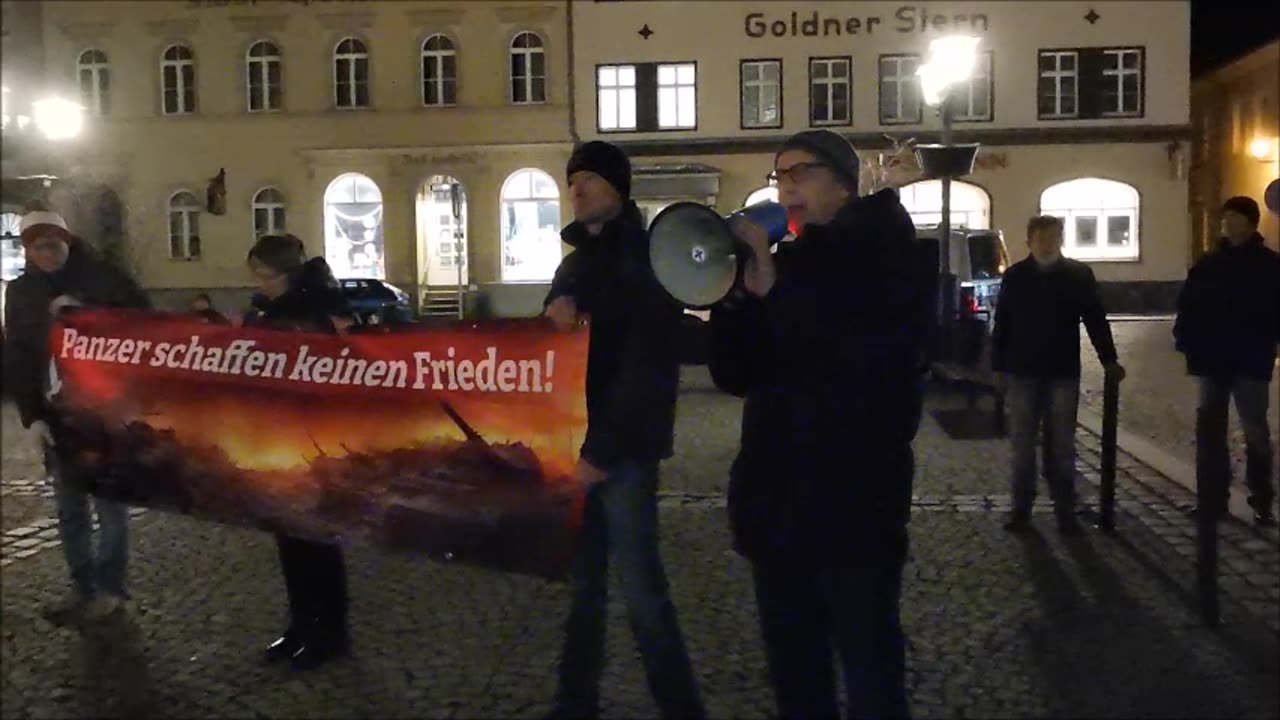 JÖRG URBAN, LV AfD Sachsen - KAMENZ, Markt, 20 02 2023 - Bürgermegafon nach MONTAGSSPAZIERGANG