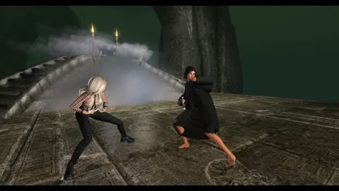 Practicing fight scene