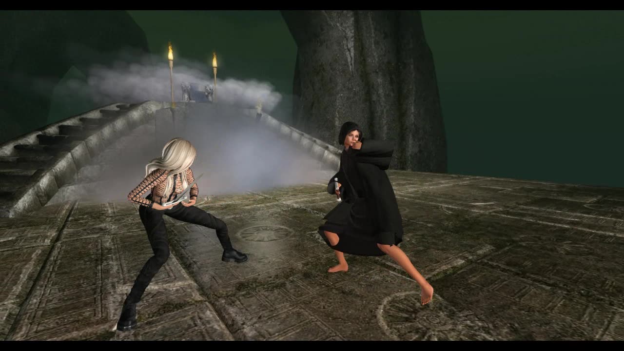 Practicing fight scene