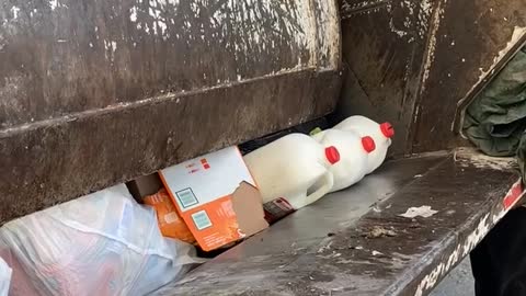 Garbage Men Crush Various Drinks Using Garbage Truck