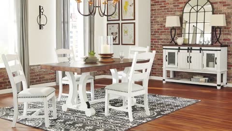 Valebeck White and Brown Rectangular Dining Room