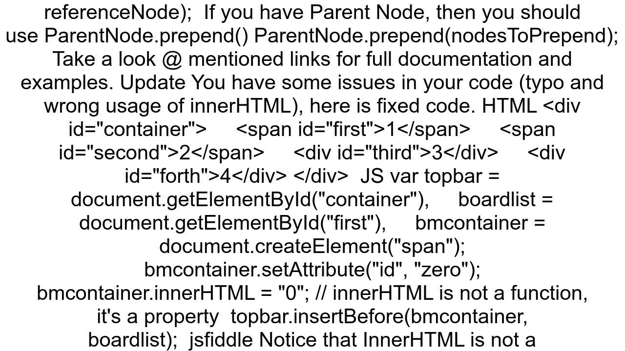 How to append an element before another using Javascript
