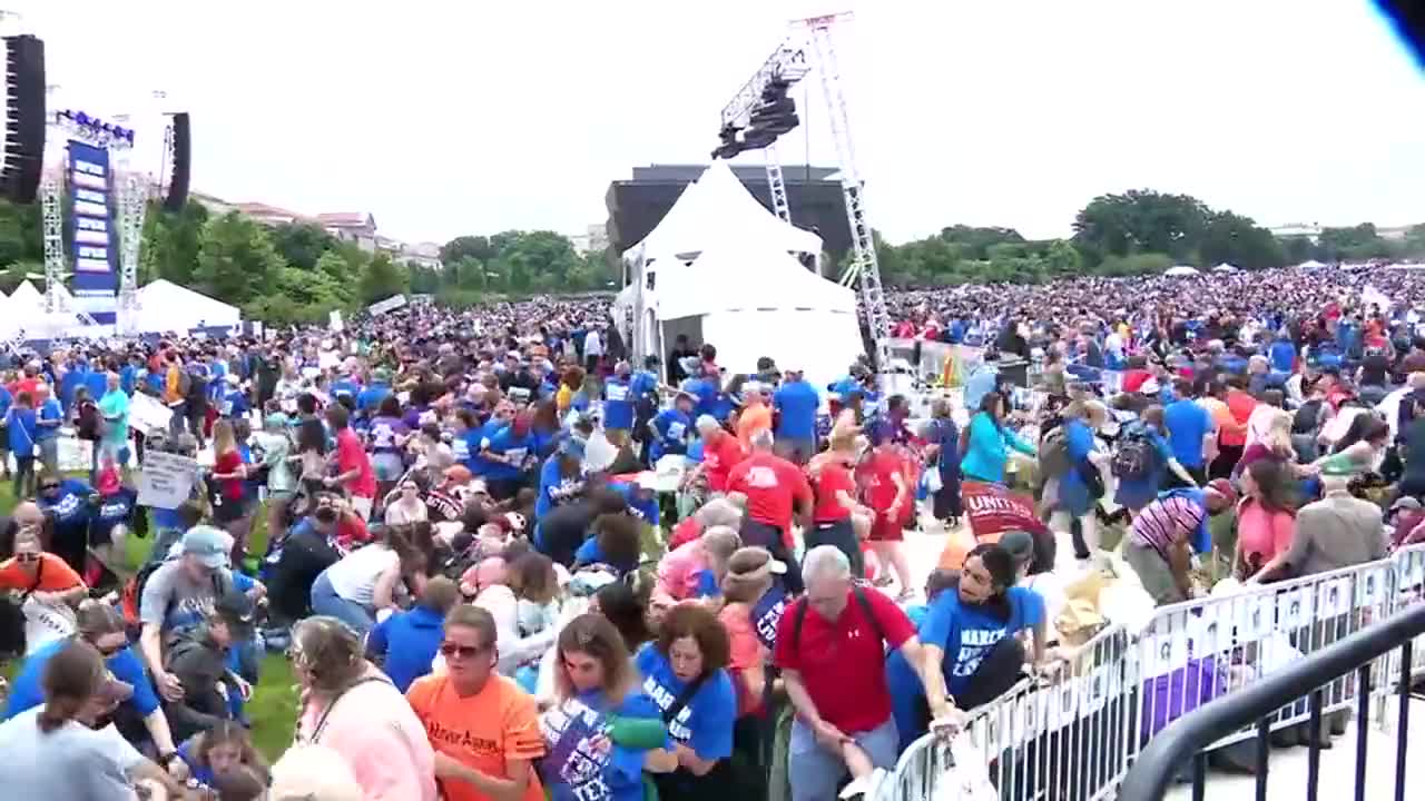 CHAOS at Gun Control March After Someone Yells "GUN!"