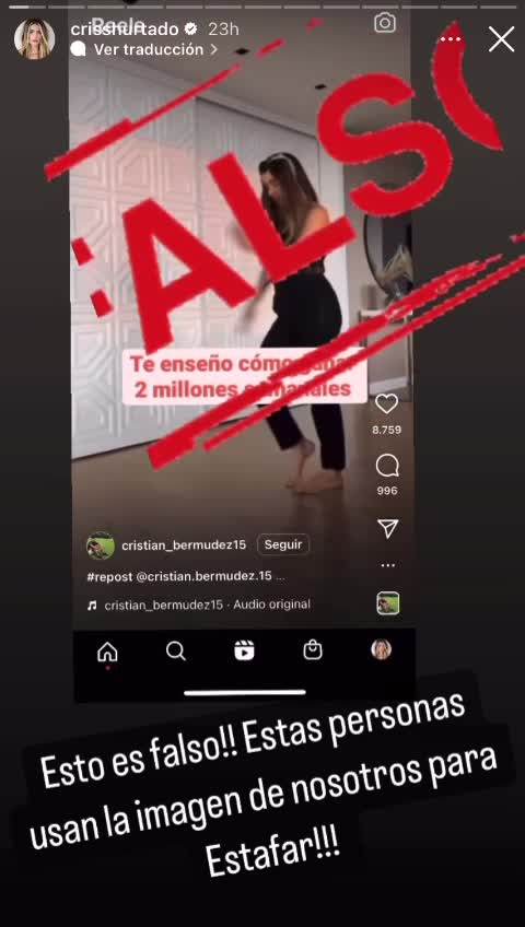 Cristina Hurtado denuncia estafas con su imagen