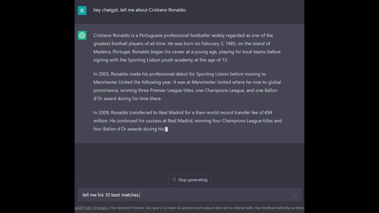 Cristiano Ronaldo and Best Performances by ChatGPT.