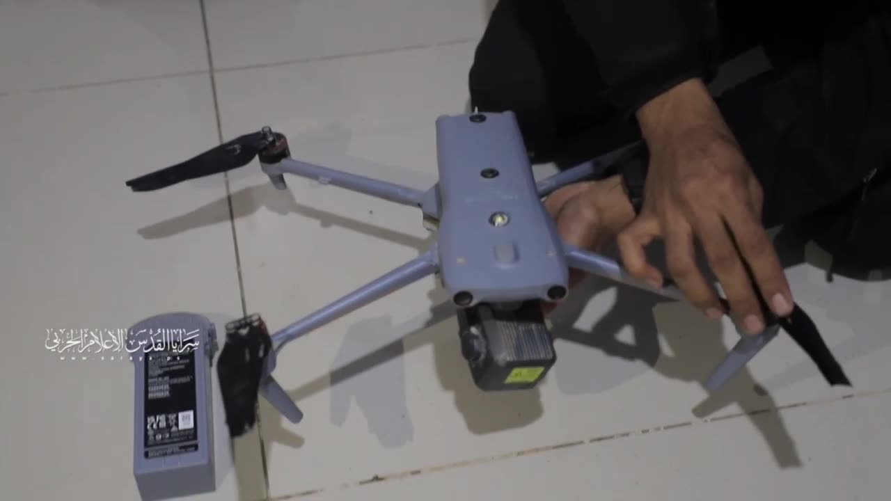 Al-Quds Brigades shows scenes of a Zionist Quadcopter aircraft t