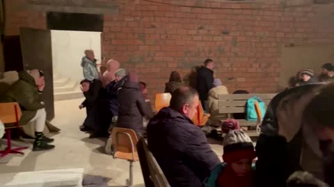Kyiv residents seek shelter in church