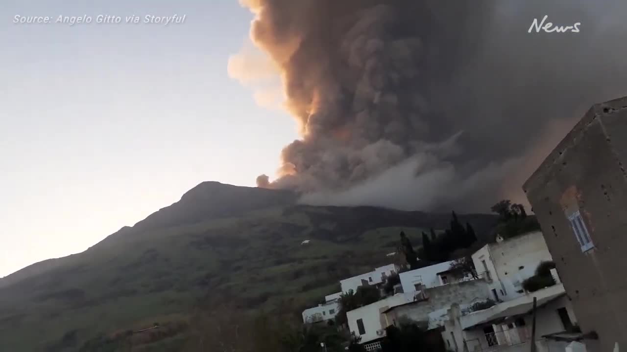 Massive ash cloud observed as Stromboli Volcano erupts in Italy