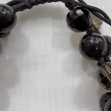 Handmade + Knotting Unique 7”~ 10” Adjustable Bracelet with 10mm Onyx, Crystals