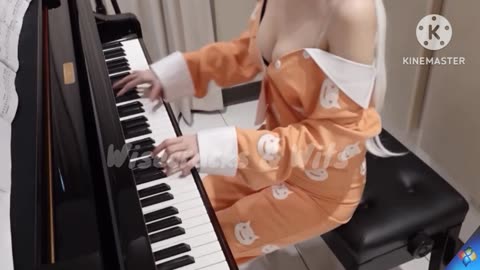 Piano playing loving music