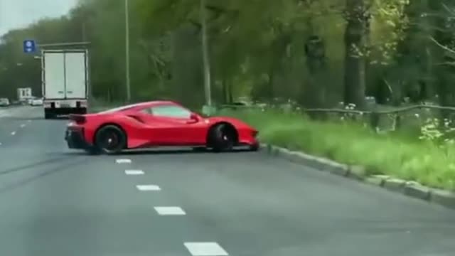 Ferrari 488 only a day old crashes in the Netherlands 😱#shorts