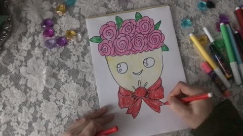 How to Draw Roses Super Easy 💐Valentines Flower Bouquet Art