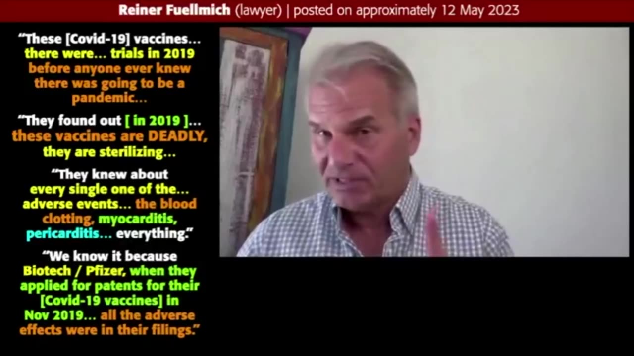 Covid-19 vaccines were tested in 2019, BEFORE anyone knew about COVID-19, notes Reiner Fuellmich