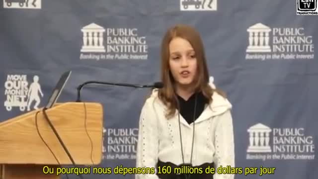 Victoria Grant, canadienne de 12 ans, nous explique l'escroquerie bancaire de l'argent-dette.