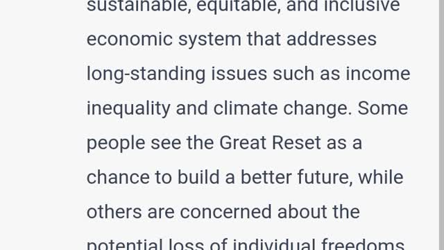 What is Great Reset agenda? See ChatGPT results