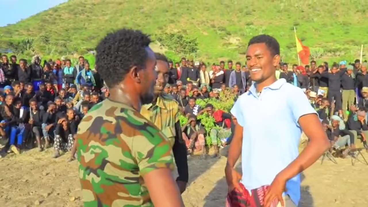 An attractive scene and dance showing the army of Tigray enjoying their culture
