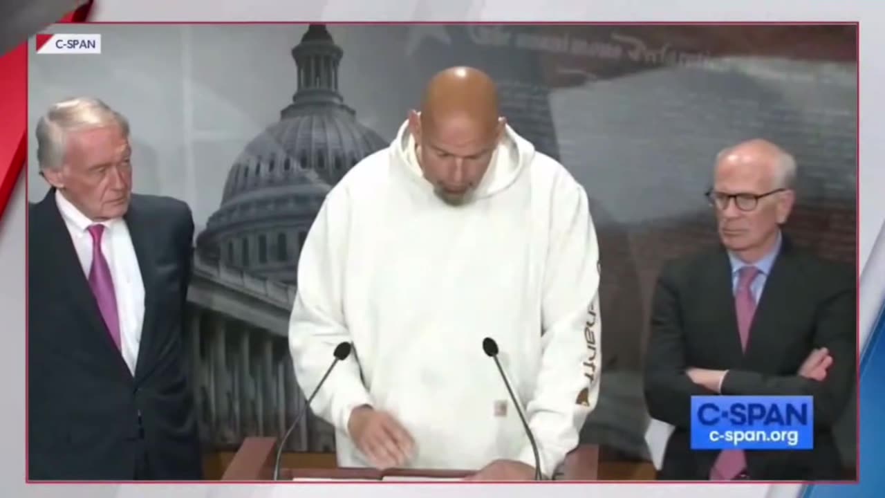 ERIC BOLING-DOUG COLLINS-JOE LIEBERMAN-FETTERMAN IN SHORTS & A HOODIE CANT READ A PREPARED STATEMENT