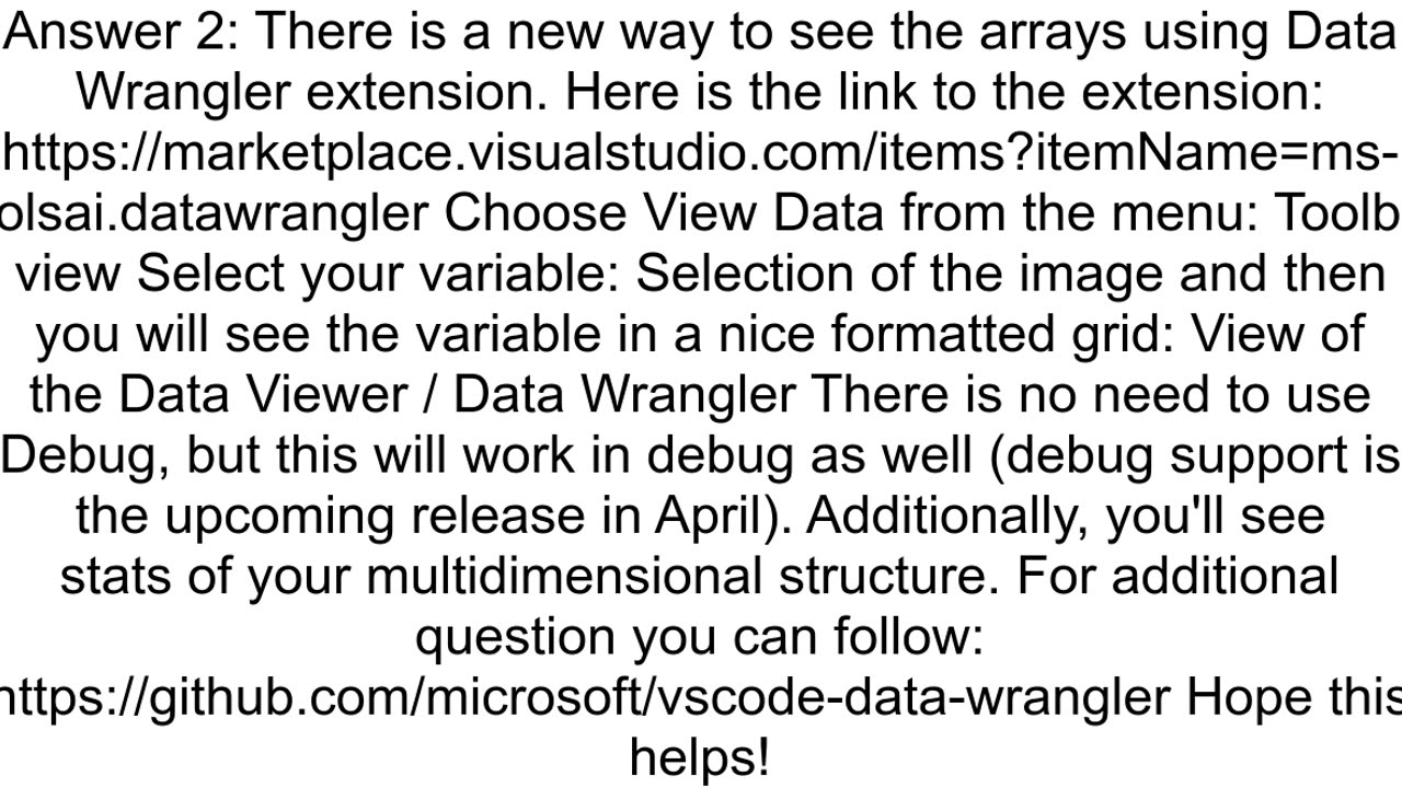 Good way to view matrices and higher dimensional arrays in VScode