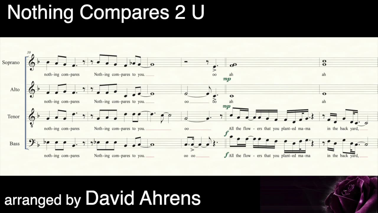 "Nothing Compares 2 U" arranged by David Ahrens - for SATB A Cappella Choir