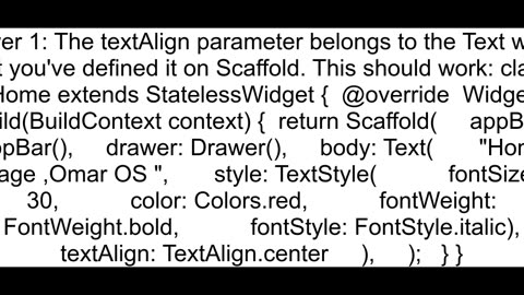 Flutter The named parameter 39textAlign39 isn39t defined
