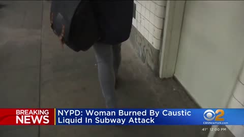 Woman burned by caustic liquid in subway attack