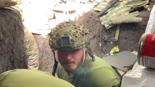 Footage from a Ukrainian trench captures near misses...