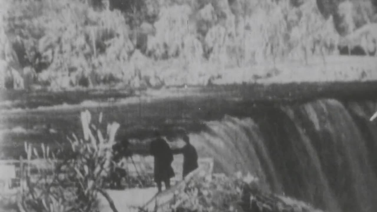 Niagara Falls From Above, American Side (1896 Original Black & White Film)