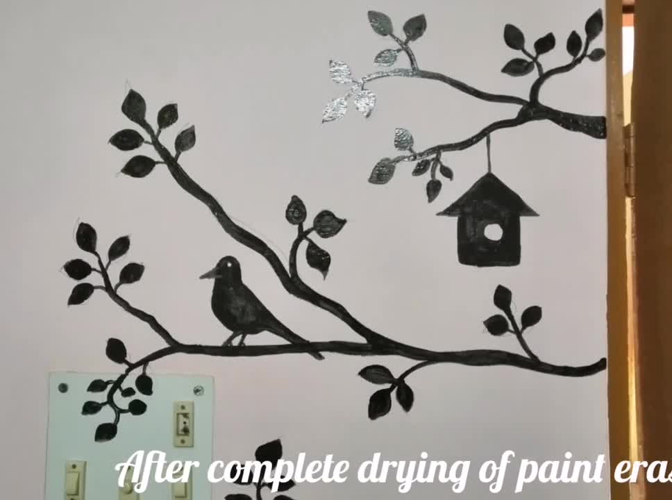 DIY/ Wall Painting/ Room Decoration idea/ Birds Wall Drawing/ Room Decor/ Bird tree painting