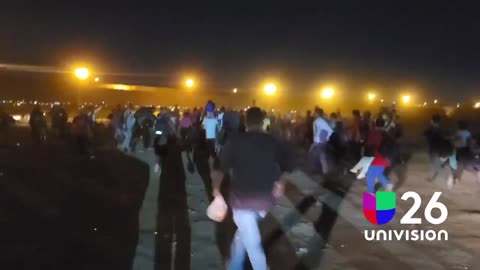 Footage has been released of migrants wreaking havoc at the Southern Border last night near El Paso