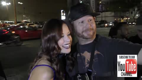 Amy Paffraft talks about supporting Hillary Clinton outside the Reality TV Awards at Avalon in Holly
