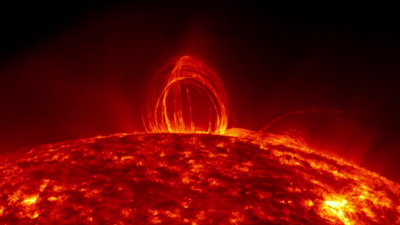 Nasa| fiery loopy rain on the sun