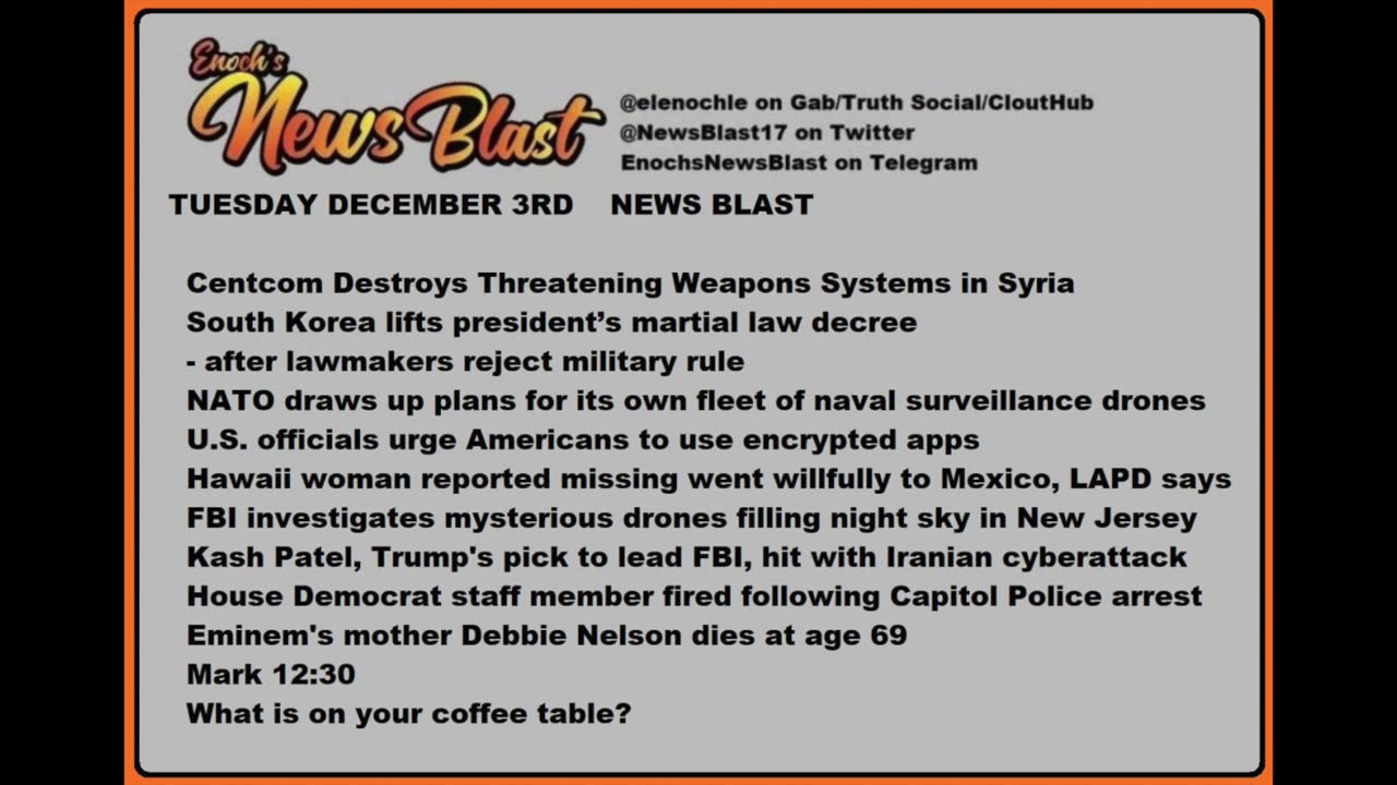 Tuesday Dec 3, 2024 News Blast