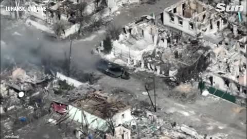 Ukrainian unit destroys Russian 'Z' tank in bombed out Luhansk