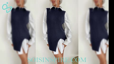 Slit Hem Sweater Vest Dress