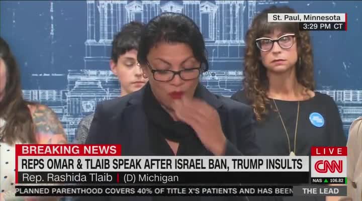 Rashida Tlaib cries at presser, Trump's not buying it