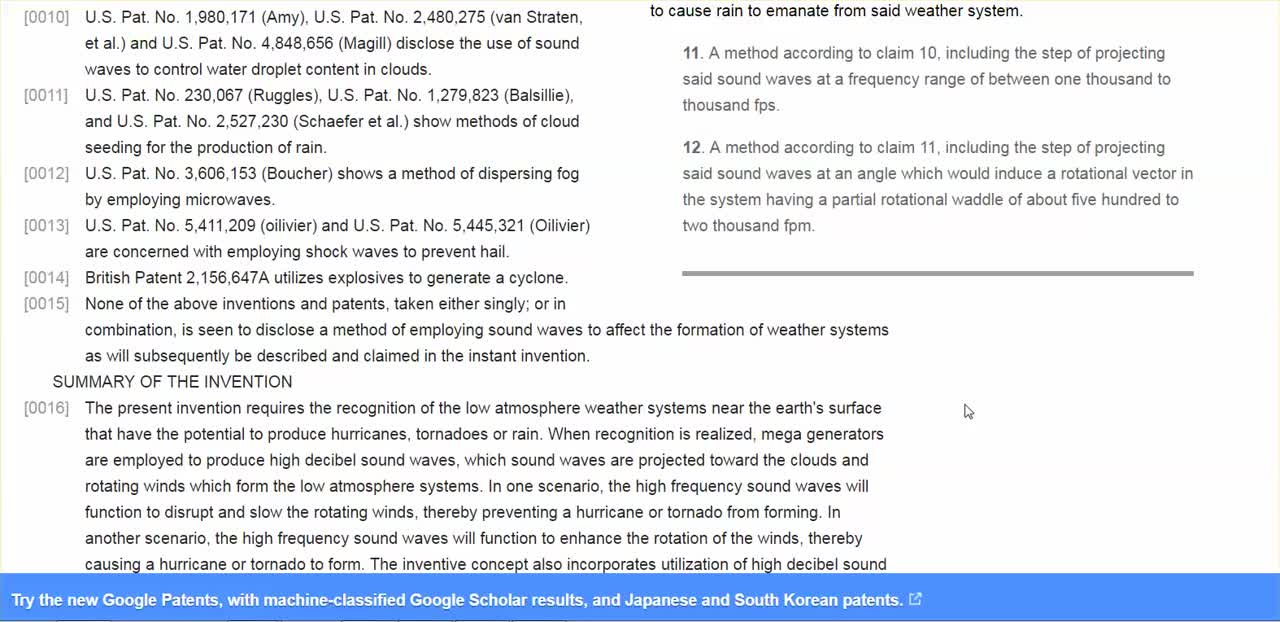 Hurricane and Tornado Control Device | US20030085296A1