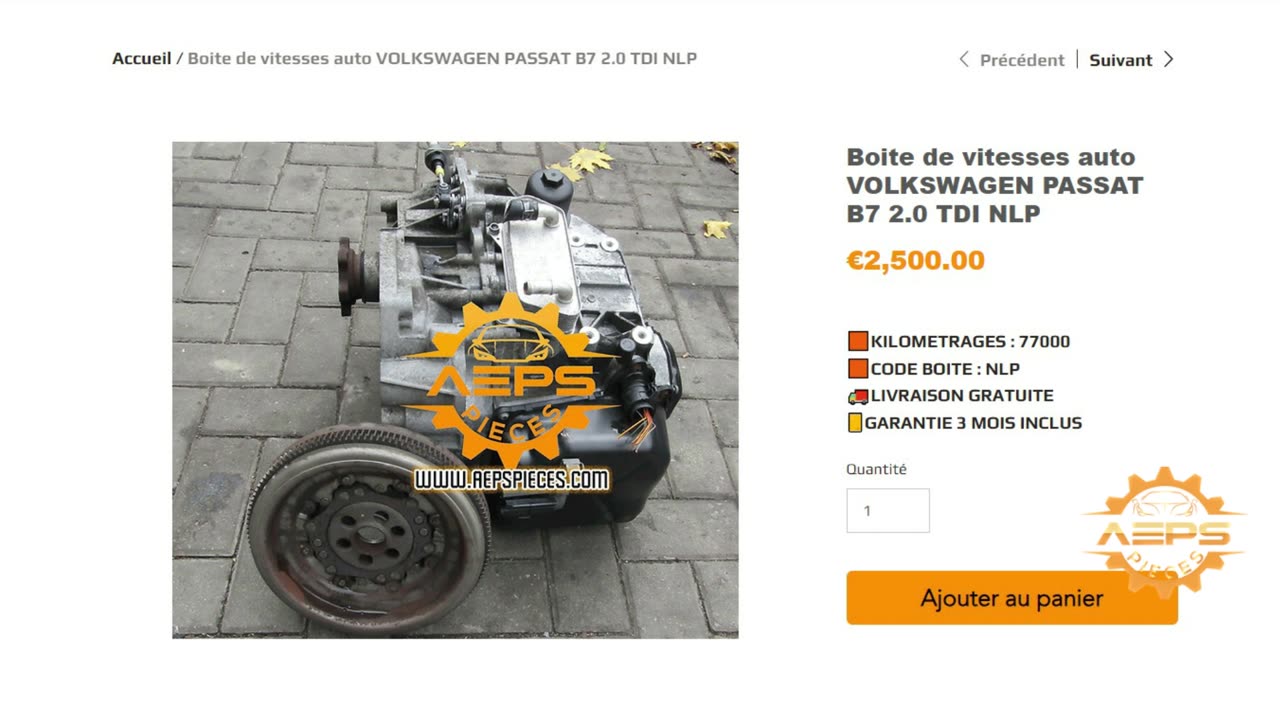 AEPSPIECES.COM - Boite de vitesses auto VOLKSWAGEN PASSAT B7 2.0 TDI NLP